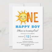 One Happy Boy Sunshine 1st誕生日 招待状 (正面)