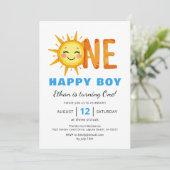 One Happy Boy Sunshine 1st誕生日 招待状 (スタンド正面)