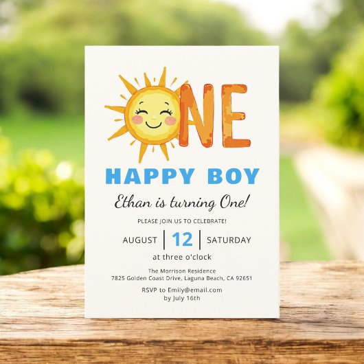 One Happy Boy Sunshine 1st誕生日 招待状