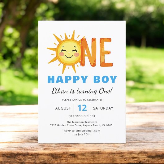 One Happy Boy Sunshine 1st誕生日 招待状