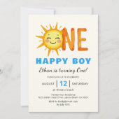 One Happy Boy Sunshine 1st誕生日 招待状 (正面)