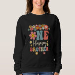 One Happy Brother 1st Birthday Family Matching Ret スウェットシャツ<br><div class="desc">ワンハッピーブラザー1stバースデーファミリーマッチングレトロGroovy</div>