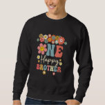 One Happy Brother 1st Birthday Family Matching Ret スウェットシャツ<br><div class="desc">ワンハッピーブラザー1stバースデーファミリーマッチングレトロGroovy</div>