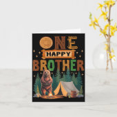 One Happy Brother Camper 1st Birthday Camng Bear  カード (黄色い花)