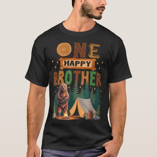 One Happy Brother Camper 1st Birthday Camng Bear  Tシャツ (正面)