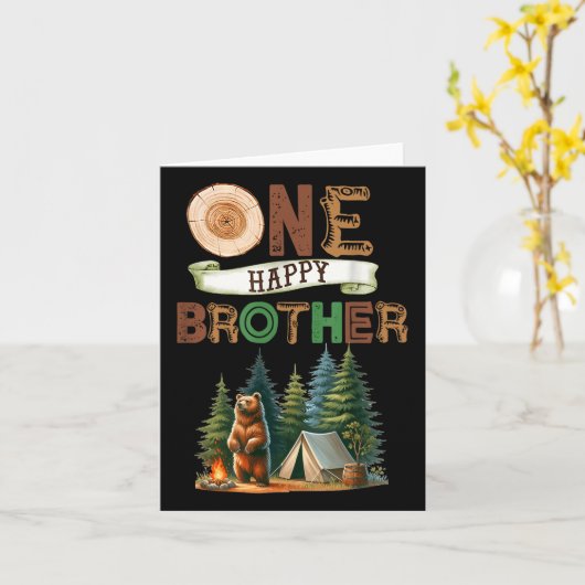One Happy Brother Camper First Birthday Camping Be カード (黄色い花)