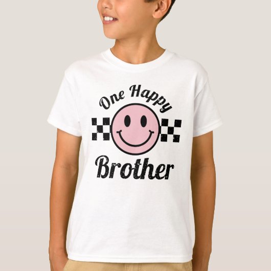 One Happy Brother Pinkスマイル1stバースデーマッチング Tシャツ (正面)