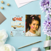One Happy Butterfly 1st Wildflower Birthday Photo アクリル招待状 (インサイチュ (ウェディング))
