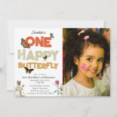 One Happy Butterfly 1st Wildflower Birthday Photo 招待状 (正面)