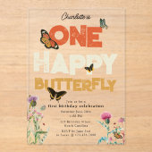 One Happy Butterfly Invite 1st Wildflower Birthday アクリル招待状 (正面)