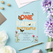 One Happy Butterfly Invite 1st Wildflower Birthday アクリル招待状 (インサイチュ (ウェディング))
