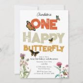One Happy Butterfly Invite 1st Wildflower Birthday 招待状 (正面)