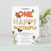 One Happy Butterfly Invite 1st Wildflower Birthday 招待状 (スタンド正面)