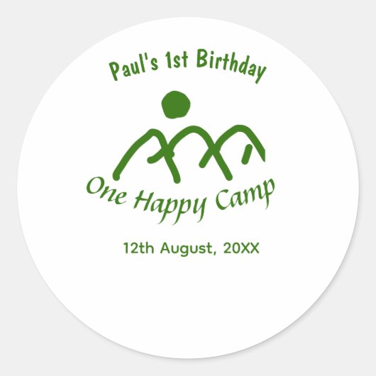 One happy camp green mountain sun 1st birthday  ラウンドシール (正面)