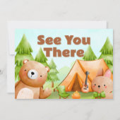 One Happy Camper – 写真と1歳の誕生日 招待状 (裏面)