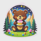 One Happy Camper – 子熊の1歳の誕生日アドベンチャー シール (正面)