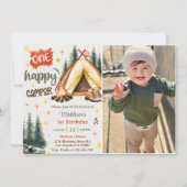 One Happy Camper 1st Birthdayパーティー写真 招待状 (正面)
