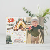 One Happy Camper 1st Birthdayパーティー写真 招待状 (スタンド正面)