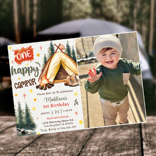 One Happy Camper 1st Birthdayパーティー写真 招待状