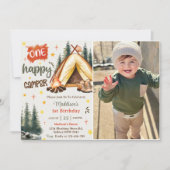 One Happy Camper 1st Birthdayパーティー写真 招待状 (正面)