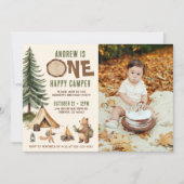 One Happy Camper 1st Birthday Invitation Photo 招待状 (正面)