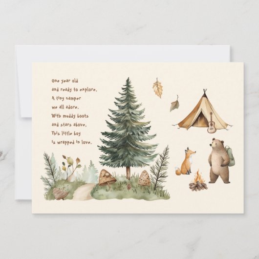 One Happy Camper 1st Birthday Invitation Photo 招待状 (裏面)