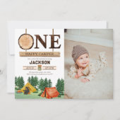 One Happy Camper 1st Birthday Photo 招待状 (正面)