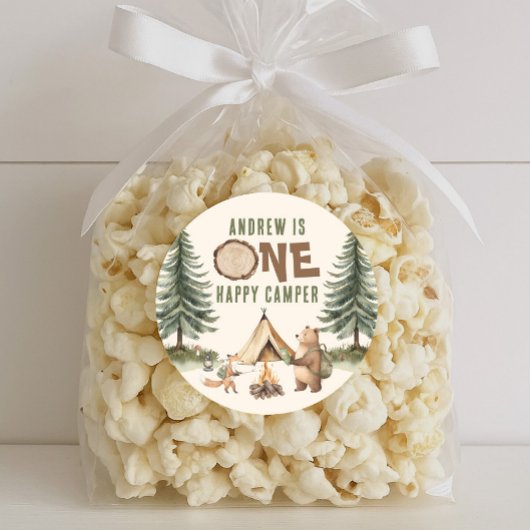 One Happy Camper 1st Birthday Stickers ラウンドシール