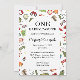 One Happy Camper Adventure Birthday 招待状