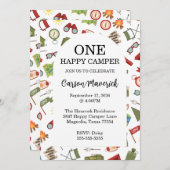 One Happy Camper Adventure Birthday 招待状 (正面/裏面)