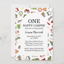 One Happy Camper Adventure Birthday 招待状