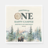 ONE Happy Camper Bear 1st Birthdayパーティー スタンダードランチョンナプキン (正面)