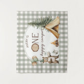 One Happy Camper Birthday Banner Backdrop タペストリー (正面)