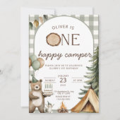 One Happy Camper Birthday Invitation Camping 1st 招待状 (正面)