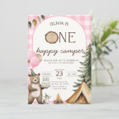 One Happy Camper Birthday Invitation Camping 1st  招待状 (スタンド正面)