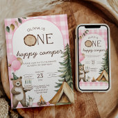 One Happy Camper Birthday Invitation Camping 1st  招待状
