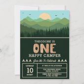 One Happy Camper Birthday Woodland Boy 1st 招待状 (正面)