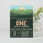 One Happy Camper Birthday Woodland Boy 1st 招待状 (スタンド正面)