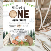 One Happy Camper Boy 1st Birthday Party 招待状