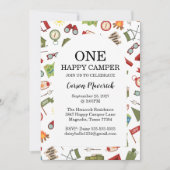 One Happy Camper Boys Birthday  招待状 (正面)