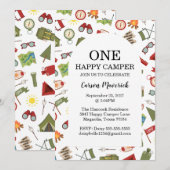 One Happy Camper Boys Birthday  招待状 (正面/裏面)