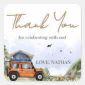 One Happy Camper Camping Boy Birthday スクエアシール (正面)