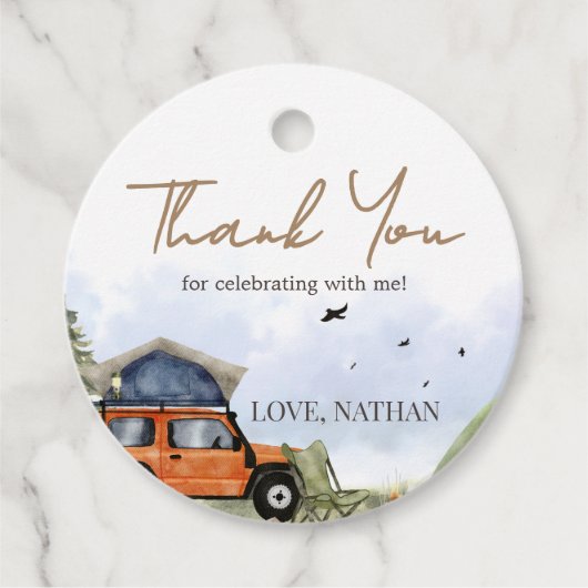 One Happy Camper Camping Boy Birthday フェイバータグ (正面)