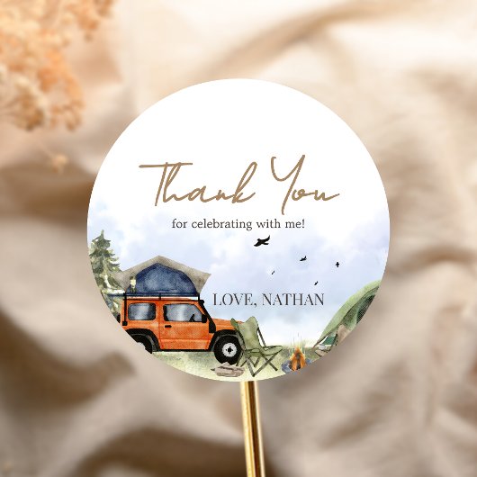 One Happy Camper Camping Boy Birthday ラウンドシール