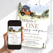 One Happy Camper Camping Boy Birthday 招待状