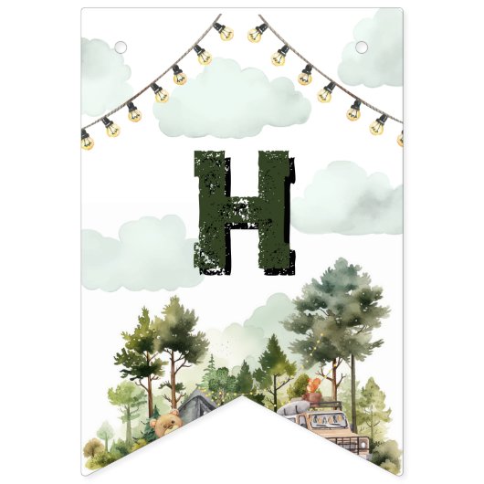 One Happy Camper First Birthday  バンティングフラッグ (第2の旗)