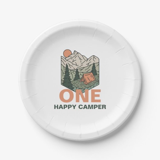 One Happy Camper First Birthday ペーパープレート (正面)