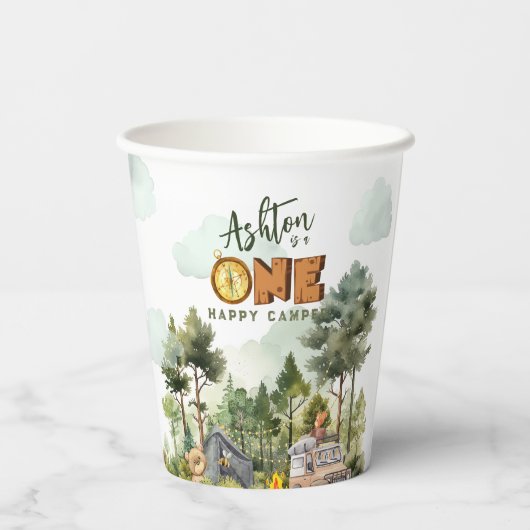 One Happy Camper First Birthday 紙コップ (裏面)
