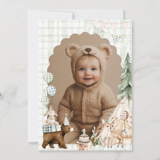 One Happy Camper First Birthday Invitation, 招待状 (裏面)