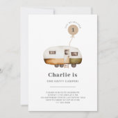 One Happy Camper First Birthday Invitation 招待状 (正面)